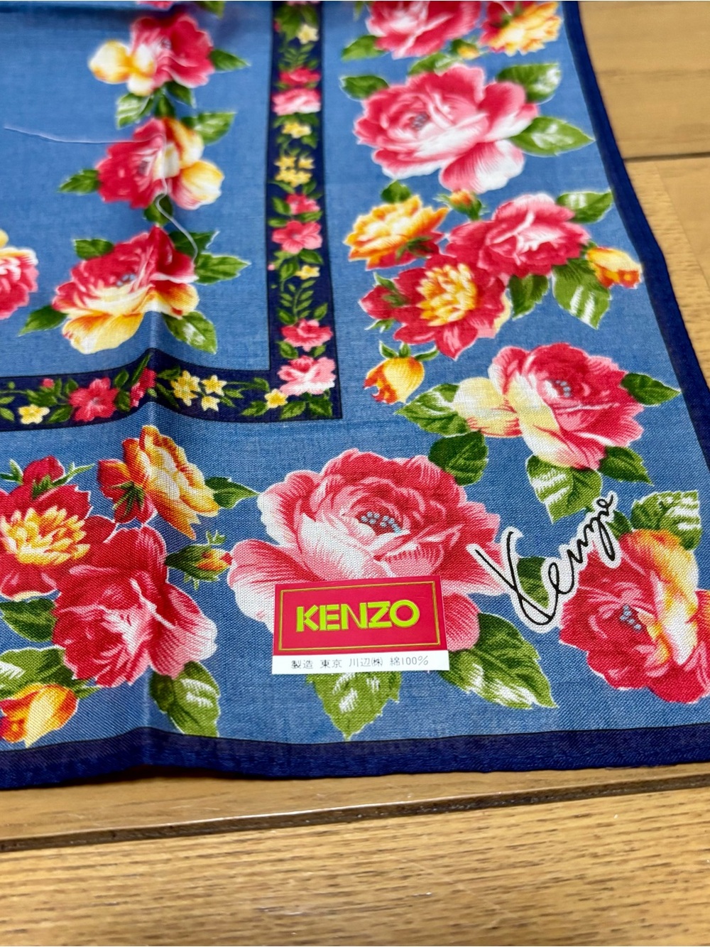 KENZO Multicolor Floral 100% Cotton Handkerchief/Bandana/Scarf size 44cm 17.5” - Picture 4 of 9